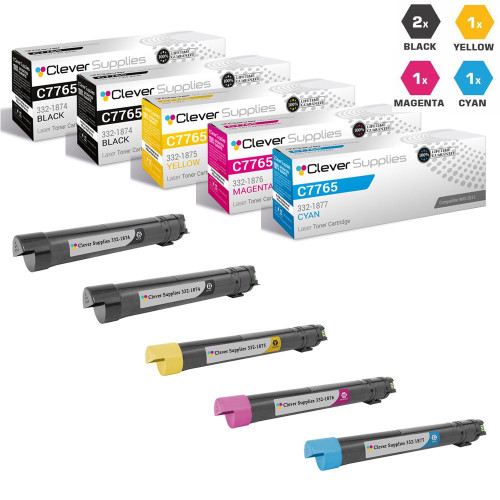 Compatible Dell C7765DN Toner Cartridges 5 Color Set (332-1874, 332-1877, 332-1876, 332-1875)