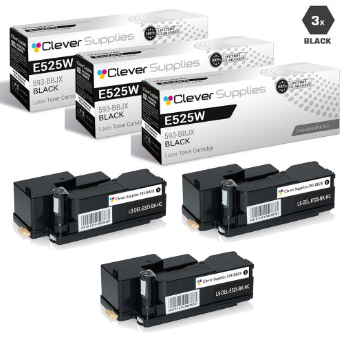 Compatible Dell E525W Toner Cartridges Black 3 Pack (593-BBJX)