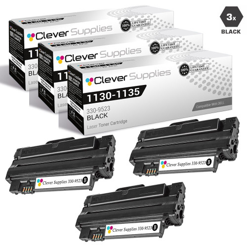 Compatible Dell 1130 Toner Cartridges Black 3 Pack (330-9523)