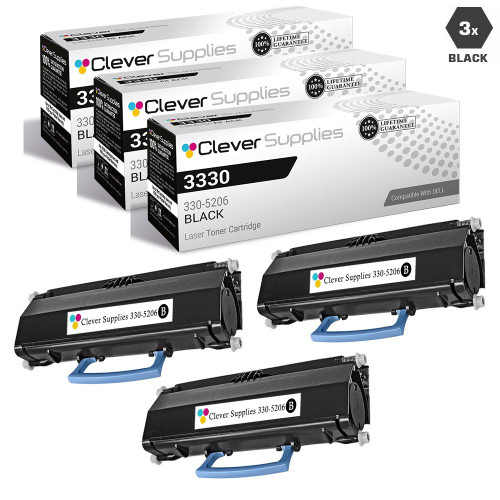 Compatible Dell 3330 Toner Cartridges Black 3 Pack (330-5206)