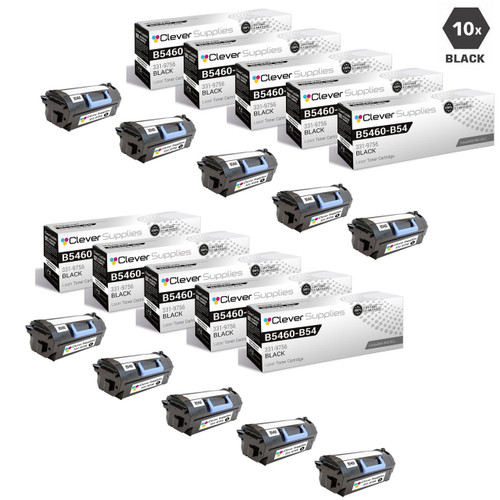Compatible Dell B5460-B5465 Toner Cartridges Black 10 Pack (331-9756)