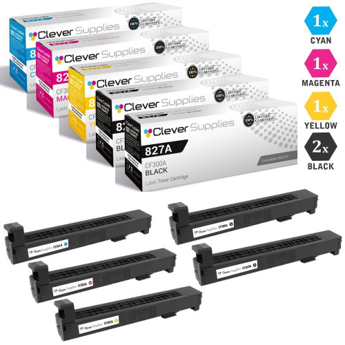 CS Compatible Replacement for HP 827A Toner Cartridges 5 Color Set (CF300A, CF301A, CF303A, CF302A)