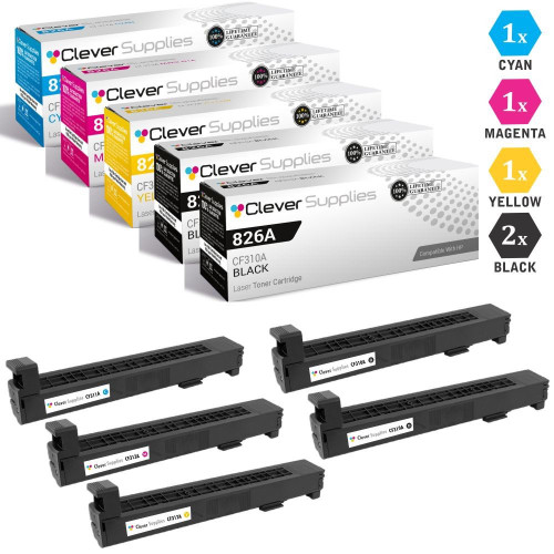 CS Compatible Replacement for HP 826A Toner Cartridges 5 Color Set (CF310A, CF311A, CF313A, CF312A)