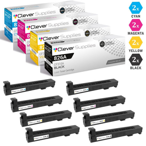 CS Compatible Replacement for HP 826A Toner Cartridges 8 Color Set (CF310A, CF311A, CF313A, CF312A)