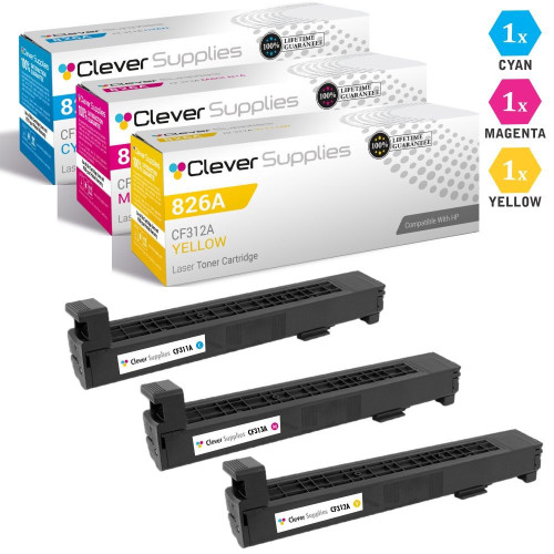CS Compatible Replacement for HP 826A Toner Cartridges 3 Color Set (CF311A, CF313A, CF312A)