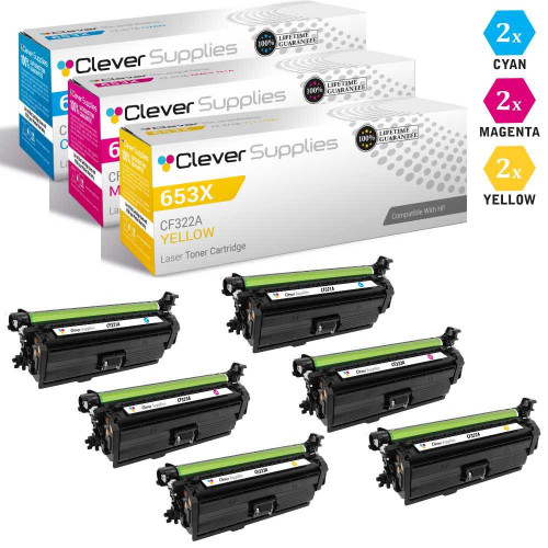 CS Compatible Replacement for HP 653A Toner Cartridges 6 Color Set (CF321A, CF323A, CF322A)