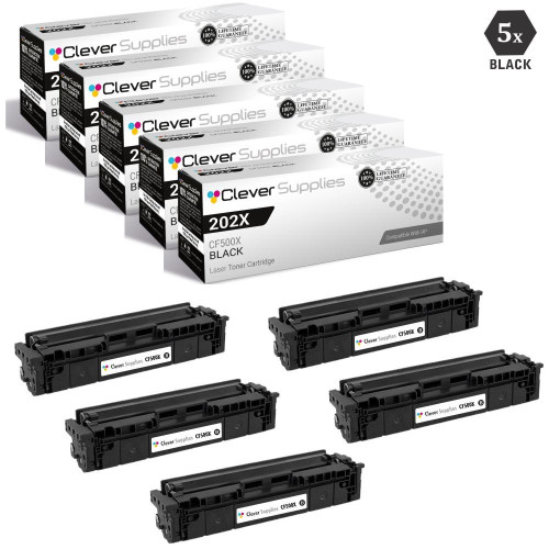 CS Compatible Replacement for HP 202X Toner Cartridges 5 Black Set (CF500X)