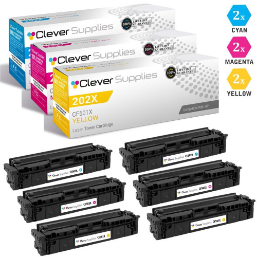 CS Compatible Replacement for HP 202X Toner Cartridges 6 Color Set (CF501X, CF503X, CF502X)