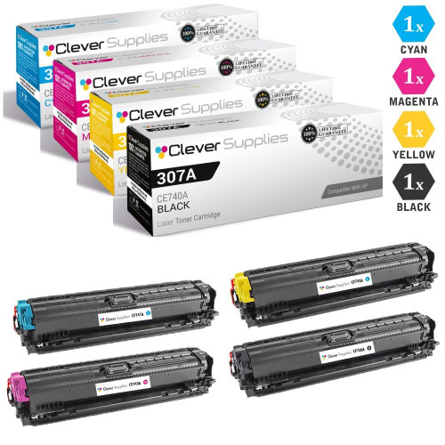CS Compatible Replacement for HP 307A Toner Cartridges 4 Color Set (CE740A, CE741A, CE743A, CE742A)
