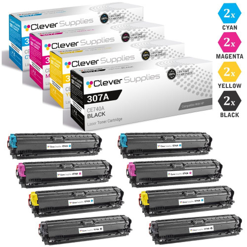 CS Compatible Replacement for HP 307A Toner Cartridges 8 Color Set (CE740A, CE741A, CE743A, CE742A)