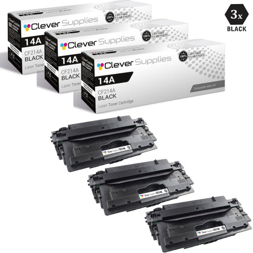 CS Compatible Replacement for HP 14A Toner Cartridges Black 3 Pack (CF214A)