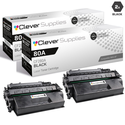 CS Compatible Replacement for HP 80A Toner Cartridges Black 2 Pack (CF280A)