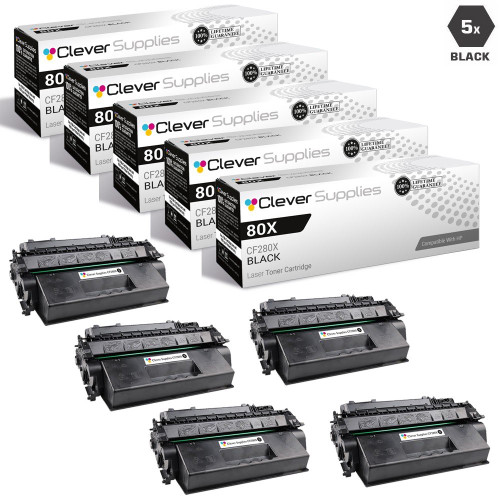 CS Compatible Replacement for HP 80X-MICR Toner Cartridges Black 5 Pack (CF280X)