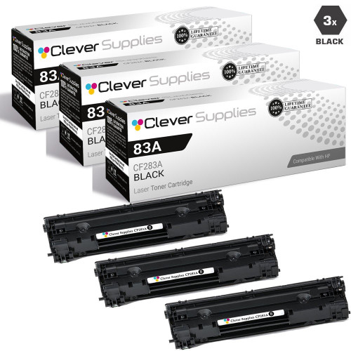 CS Compatible Replacement for HP 83A Toner Cartridges Black 3 Pack (CF283A)