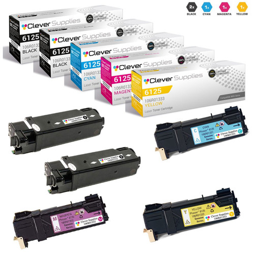 Compatible Xerox 6125 Toner Cartridges 5 Color Set (106R01334, 106R01331, 106R01332, 106R01333)
