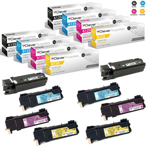 Compatible Xerox 6125 Toner Cartridges 8 Color set (106R01334, 106R01331, 106R01332, 106R01333)