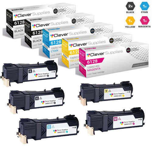 Compatible Xerox 6128 Toner Cartridges 5 Color Set (106R01455, 106R01452, 106R01453, 106R01454)