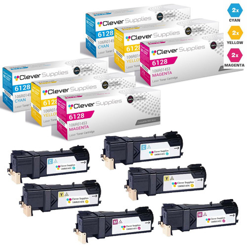 Compatible Xerox 6128 Toner Cartridges 6 Color Set (106R01452, 106R01453, 106R01454)