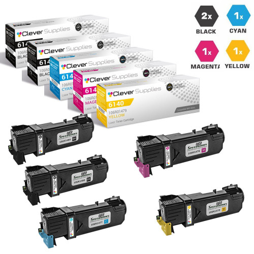 Compatible Xerox 6140 Toner Cartridges 5 Color Set (106R01480, 106R01477, 106R01478, 106R01479)