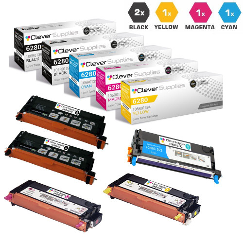 Compatible Xerox 6280 Toner Cartridges 5 Color Set (106R01395, 106R01392, 106R01393, 106R01394)