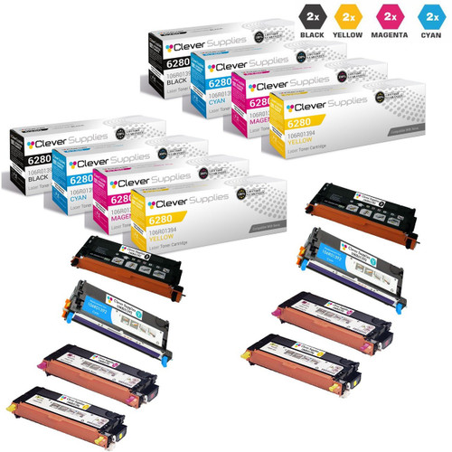 Compatible Xerox 6280 Toner Cartridges 8 Color set (106R01395, 106R01392, 106R01393, 106R01394)