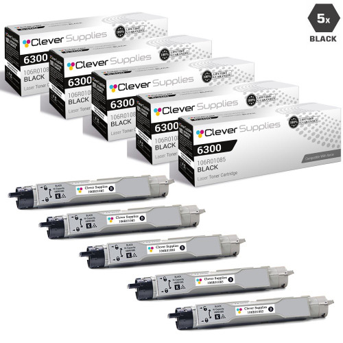 Compatible Xerox 6300 Toner Cartridges Black 5 Pack (106R01085)