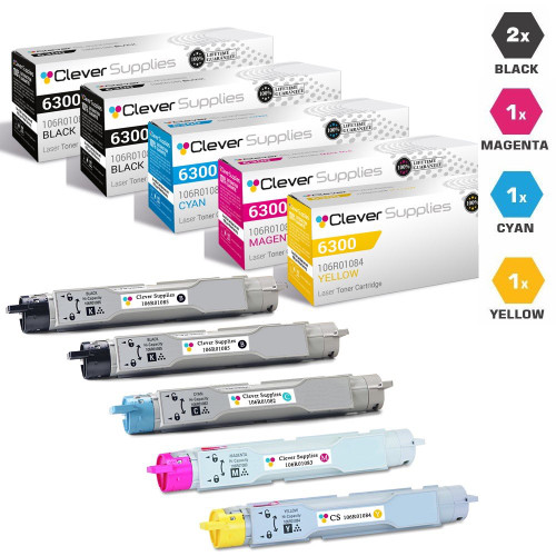 Compatible Xerox 6300 Toner Cartridges 5 Color Set (106R01085, 106R01082, 106R01083, 106R01084)