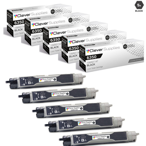 Compatible Xerox 6350 Toner Cartridges Black 5 Pack (106R01147)