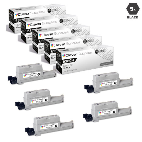 Compatible Xerox 6360H Toner Cartridges Black 5 Pack (106R01221)