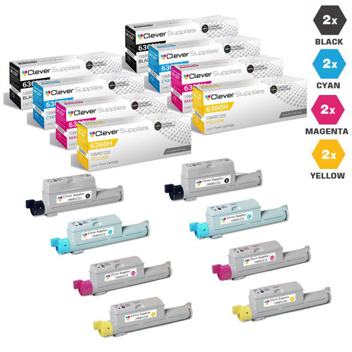 Compatible Xerox 6360H Toner Cartridges 8 Color set (106R01221, 106R01218, 106R01219, 106R01220)