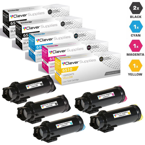 Compatible Xerox 6510 Toner Cartridges 5 Color Set (106R03480, 106R03477, 106R03478, 106R03479)