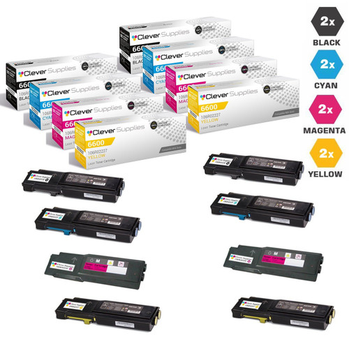 Compatible Xerox 6600 Toner Cartridges 8 Color set (106R02228, 106R02225, 106R02226, 106R02227)