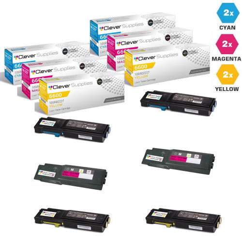 Compatible Xerox 6600 Toner Cartridges 6 Color Set (106R02225, 106R02226, 106R02227)