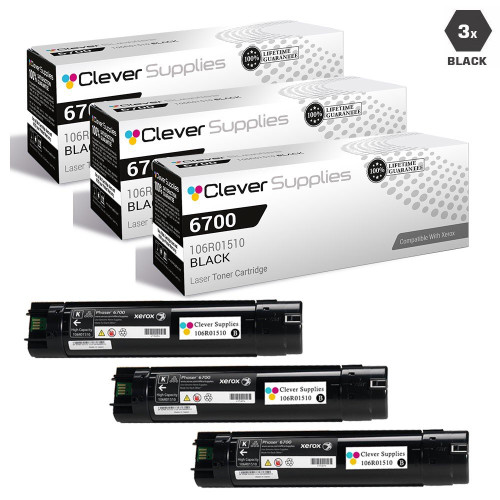 Compatible Xerox 6700 Toner Cartridges Black 3 Pack (106R01510)