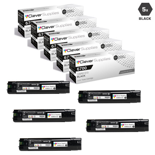 Compatible Xerox 6700 Toner Cartridges Black 5 Pack (106R01510)
