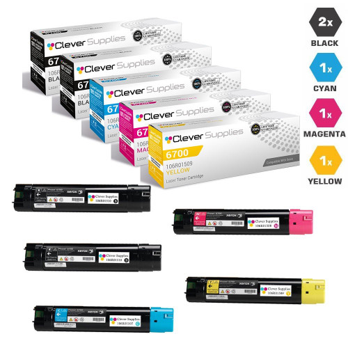 Compatible Xerox 6700 Toner Cartridges 5 Color Set (106R01510, 106R01507, 106R01508, 106R01509)