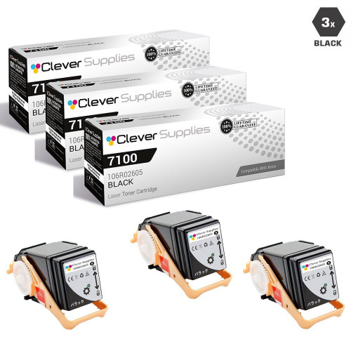 Compatible Xerox 7100 Toner Cartridges Black 3 Pack (106R02605)