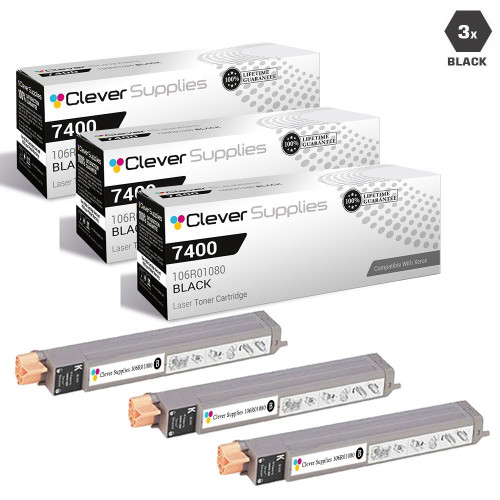 Compatible Xerox 7400 Toner Cartridges Black 3 Pack (106R01080)
