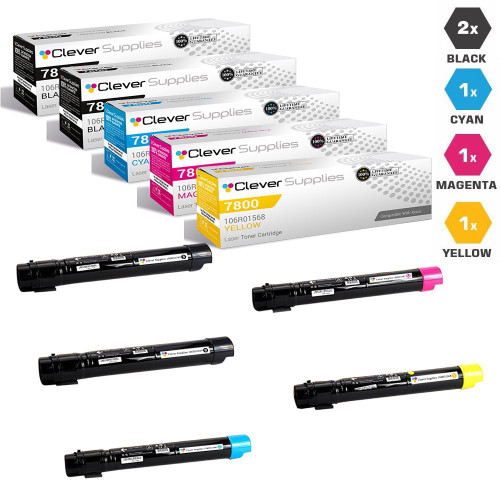 Compatible Xerox 7800 Toner Cartridges 5 Color Set (106R01569, 106R01566, 106R01567, 106R01568)