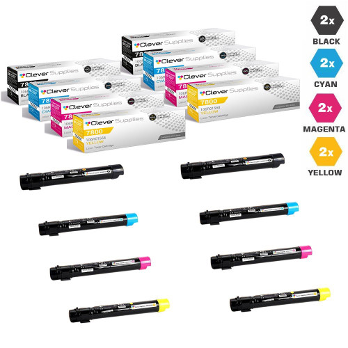 Compatible Xerox 7800 Toner Cartridges 8 Color set (106R01569, 106R01566, 106R01567, 106R01568)