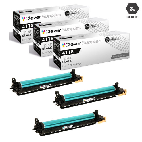 Compatible Xerox 4118 Drum Cartridges Black 3 Pack (113R671)