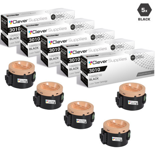 Compatible Xerox 3010 Toner Cartridges Black 5 Pack (106R02182)
