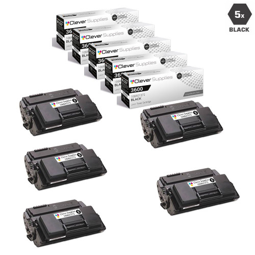 Compatible Xerox 3600 Toner Cartridges Black 5 Pack (106R01372)