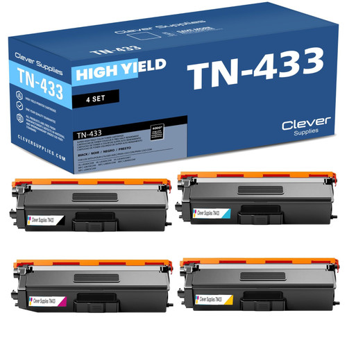 Compatible Brother TN433 Toner Cartridge 4 Color Set (TN433BK, TN433C, TN433M, TN433Y)