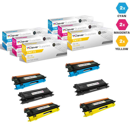 Compatible Brother TN115 Toner Cartridge 6 Color Set (TN115C, TN115M, TN115Y)