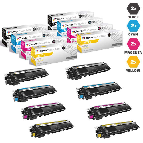 Compatible Brother TN210 Toner Cartridge 8 Color Set (TN210BK, TN210C, TN210M, TN210Y)