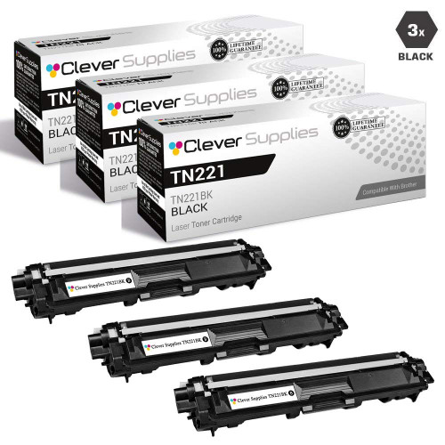 Compatible Brother TN221 Toner Cartridge 3 Black (TN-221BK)