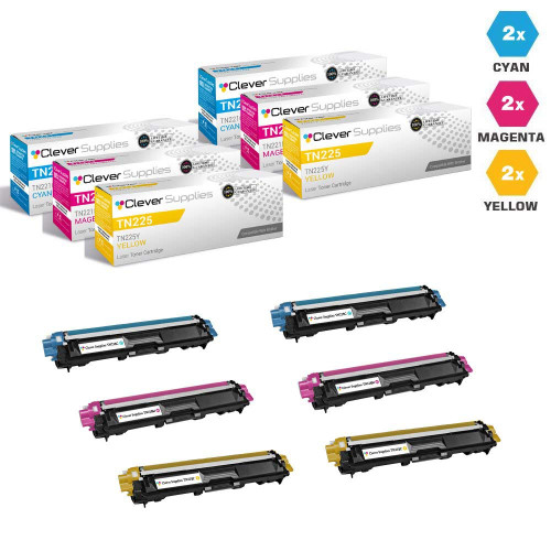 Compatible Brother TN225 Toner Cartridge 6 Color Set (TN-225C, TN-225M, TN-225Y)