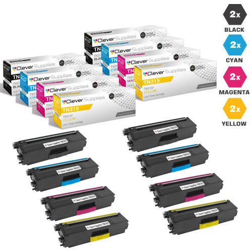 Compatible Brother TN315 Toner Cartridge 8 Color Set (TN315BK, TN315C, TN315M, TN315Y)