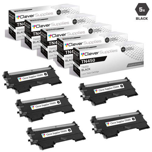 Compatible Brother TN450 TN420 Toner Cartridge 5 Black (TN-450 TN-420)